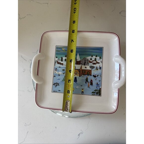 Villeroy & Boch Naif Christmas Square Handled Cake Plate Luxembourg 8" - Picture 12 of 12